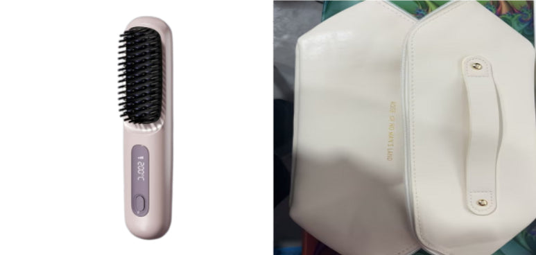 2 In 1 Straight Hair Comb Wireless Hair Straightener Brush Hair Fast Heating Portable Hot Curler USB Charging